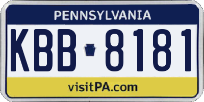 PA license plate KBB8181