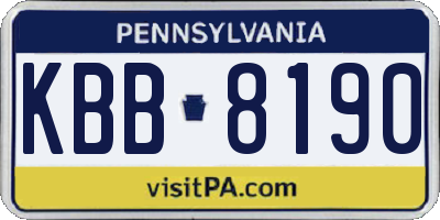 PA license plate KBB8190