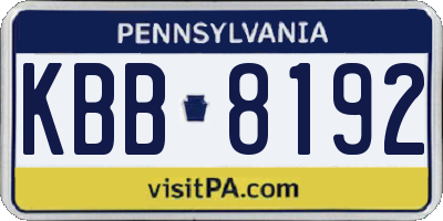 PA license plate KBB8192