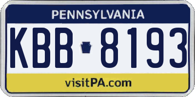 PA license plate KBB8193