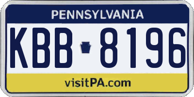 PA license plate KBB8196