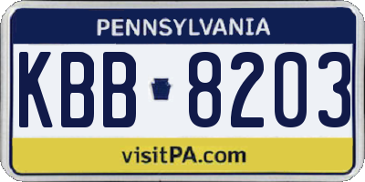 PA license plate KBB8203