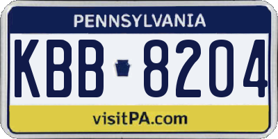 PA license plate KBB8204