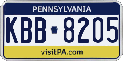 PA license plate KBB8205