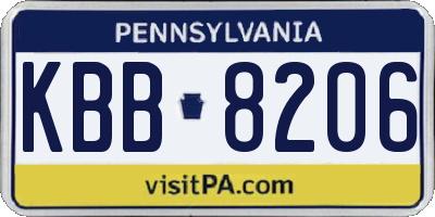 PA license plate KBB8206