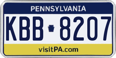 PA license plate KBB8207