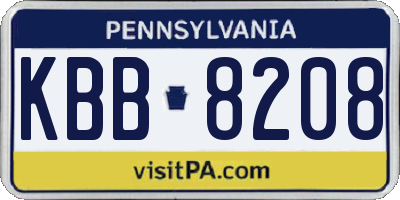 PA license plate KBB8208