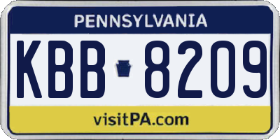 PA license plate KBB8209