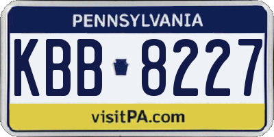 PA license plate KBB8227