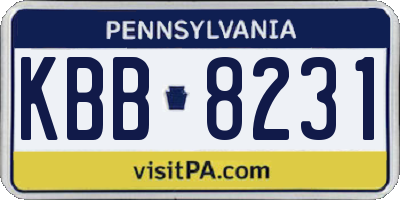 PA license plate KBB8231