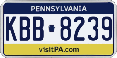 PA license plate KBB8239