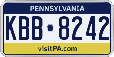 PA license plate KBB8242
