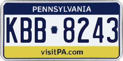 PA license plate KBB8243