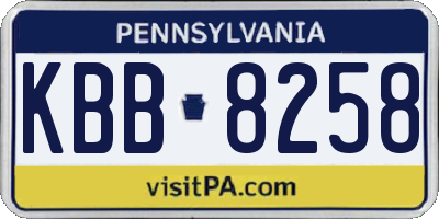 PA license plate KBB8258