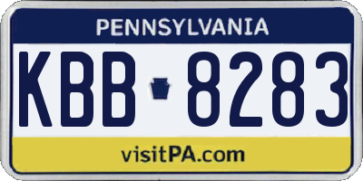 PA license plate KBB8283