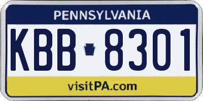 PA license plate KBB8301