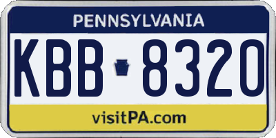 PA license plate KBB8320