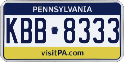 PA license plate KBB8333