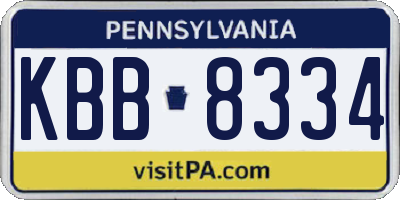 PA license plate KBB8334