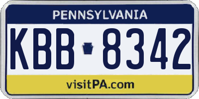 PA license plate KBB8342
