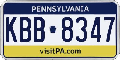 PA license plate KBB8347