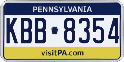 PA license plate KBB8354