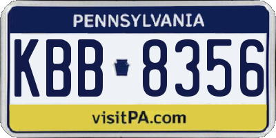 PA license plate KBB8356