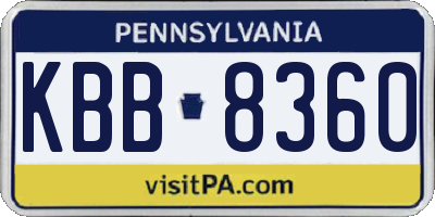 PA license plate KBB8360