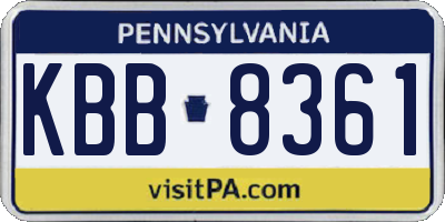 PA license plate KBB8361