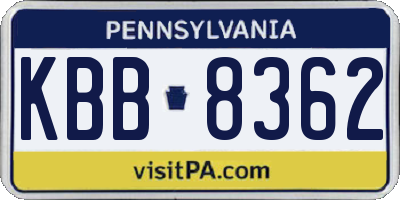 PA license plate KBB8362