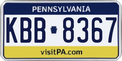 PA license plate KBB8367