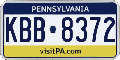 PA license plate KBB8372