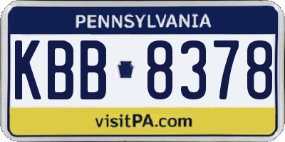 PA license plate KBB8378