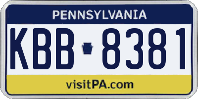 PA license plate KBB8381