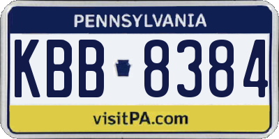 PA license plate KBB8384