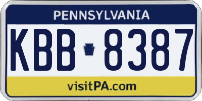 PA license plate KBB8387