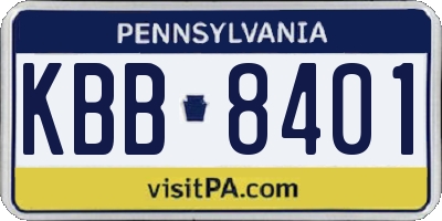 PA license plate KBB8401