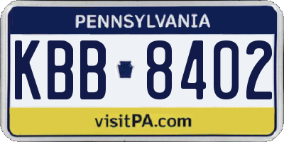 PA license plate KBB8402