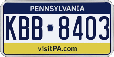 PA license plate KBB8403
