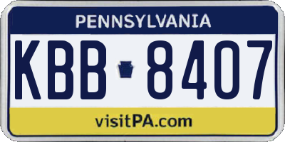 PA license plate KBB8407