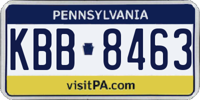 PA license plate KBB8463