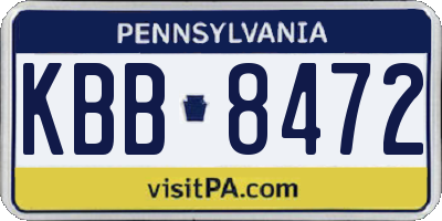 PA license plate KBB8472