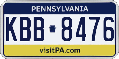 PA license plate KBB8476