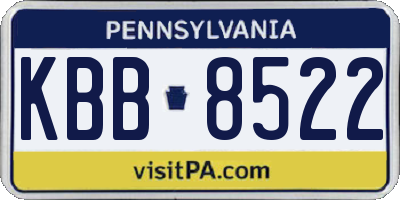 PA license plate KBB8522