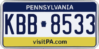 PA license plate KBB8533
