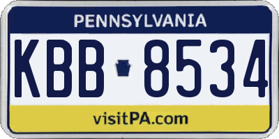 PA license plate KBB8534