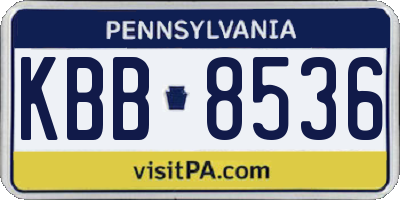 PA license plate KBB8536