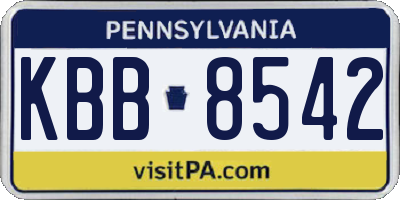 PA license plate KBB8542