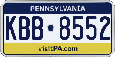 PA license plate KBB8552