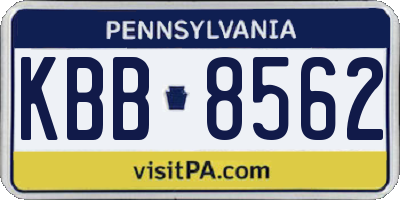 PA license plate KBB8562